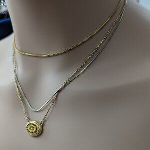 Vintage Art Chain Mix Necklace 18k gold plated 1980s Modernized Avon Pendant